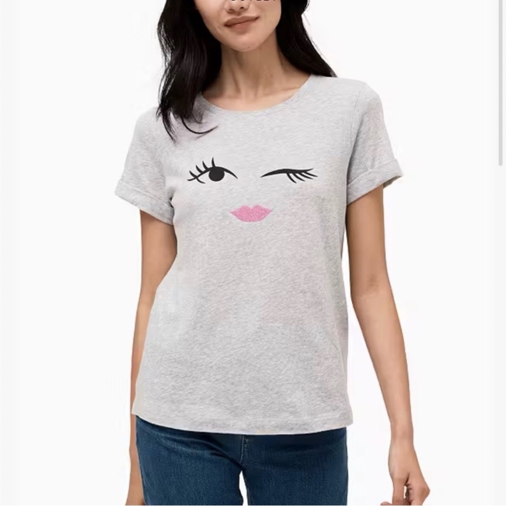 KATE SPADE Wink Eye Gray Shirt Size Small
